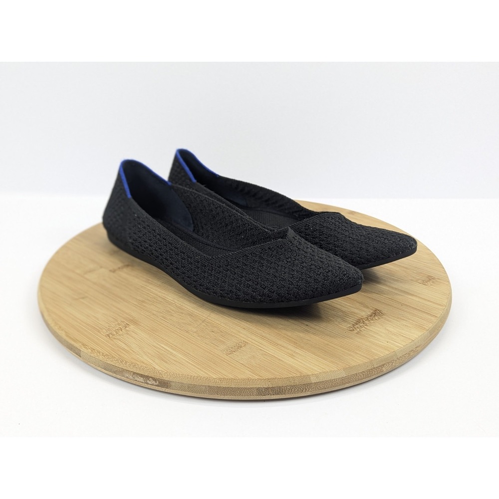 Rothys The Pointe Knit Womens 9 Black Ballet Flats Slip On Shoes‎ Office Casual